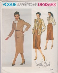 2220 VOGUE EDITH HEAD 1979 LINED JACKET, VEST, SLIM SKIRT, BLOUSE PATTERN 12 UNCUT